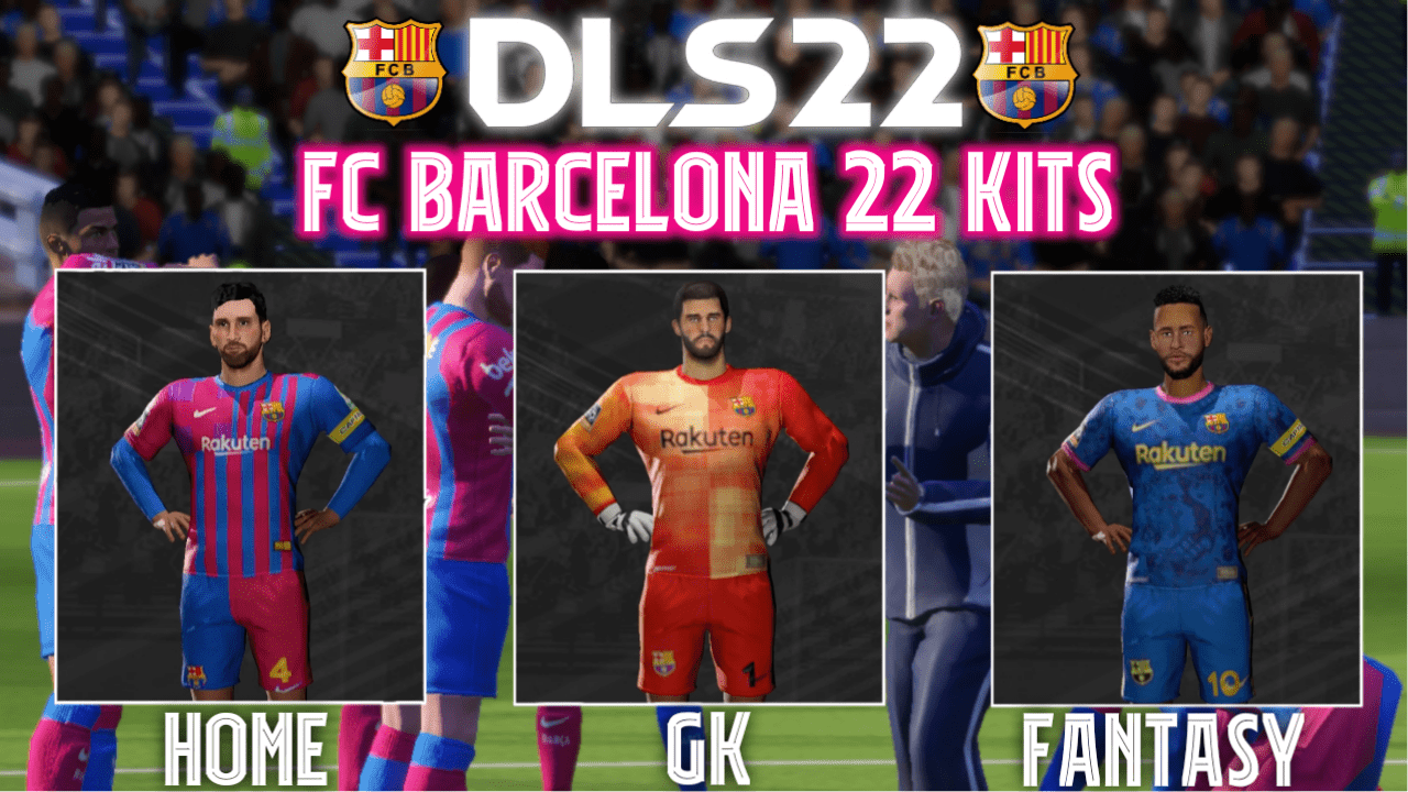 FC Barcelona 21/22 Kits 512×512 for DLS 26 – Logo, Home, Away, GK & Fantasy Kits