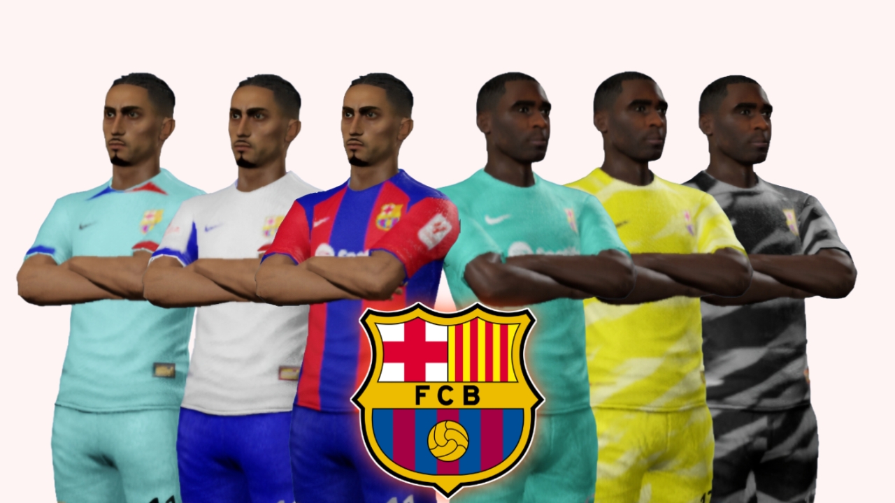 Fc Barcelona 2023-2024 Kits & Logo for DLS 26