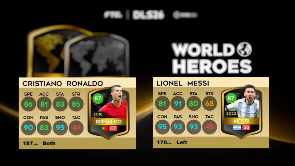 world cup hero full stat messi & ronaldo